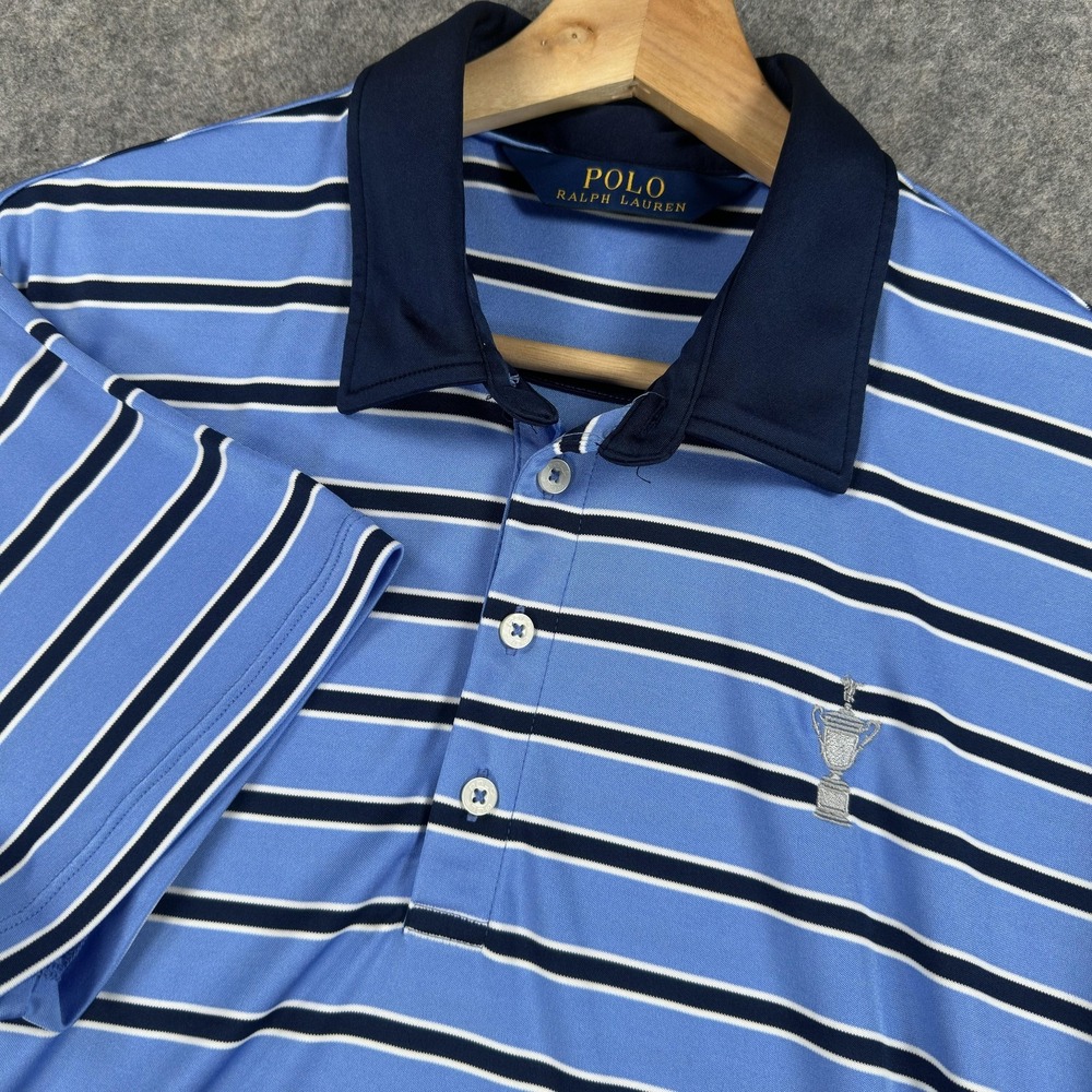 Polo Ralph Lauren Polo Shirt‎ Mens XL Blue Striped 122nd US Open Country Club